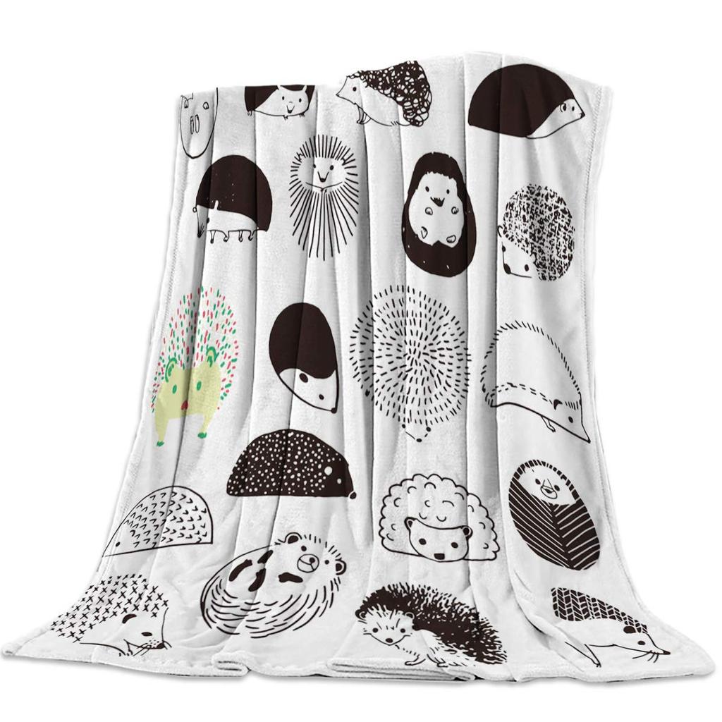 Couverture Hérisson, Couverture Plaid en Flanelle Douce avec Hérisson Super Mignon Cadeaux pour Fille Femmes Amateurs d'Hérissons Couverture pour Canapé Lit