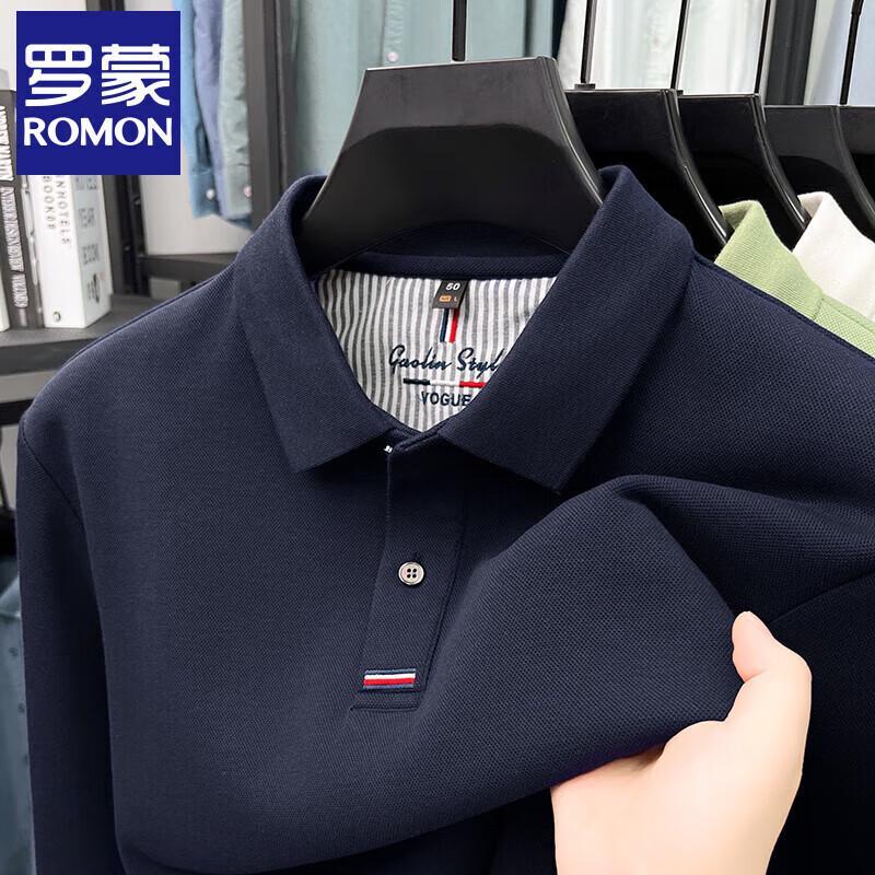 Romensi Men's Casual Business Long Sleeve Polo Shirt