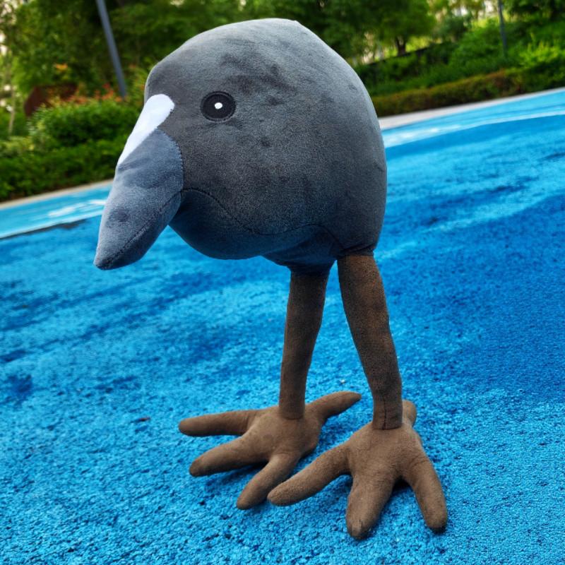 2 Größen Seltsamer Weißer Stirn-Coot-Vogel Plüschtier Mini Schlüsselanhänger Große Puppe Heim-Schreibtisch-Dekoration Geschenke.T 16cm gray