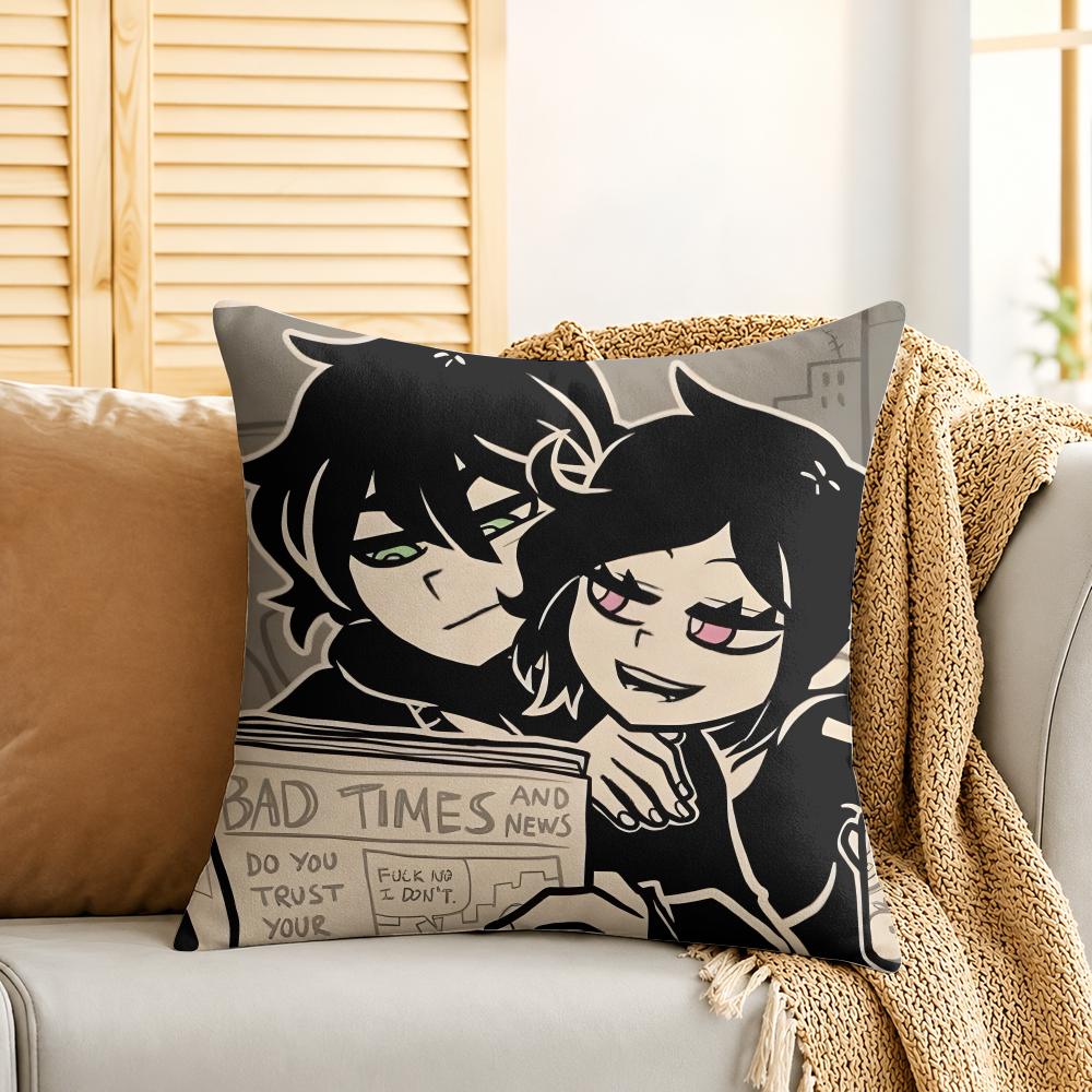 Anime The CCoffin Of Andy And Leyley Cushion Cover Silky Short Plush Invisible Zipper Dustproof Sofa Pillow Case For Home Decor