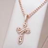 Exquisite  Rose Gold Color Cross Pendant Necklaces For Women Shiny Natural Zircon Accessories Daily Fine Jewelry