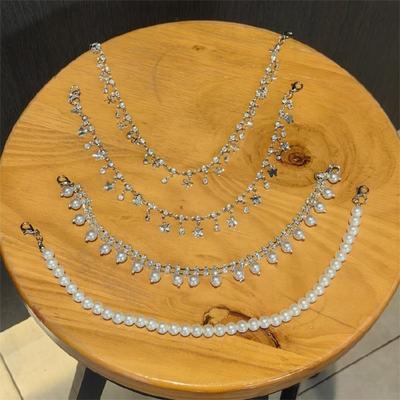 2Pcs Rhinestones Shoe Decoration Chain Pearls Shoe Charm For High Heel Boot Sandal Sneakers Jeans Hat Handbag Decoration