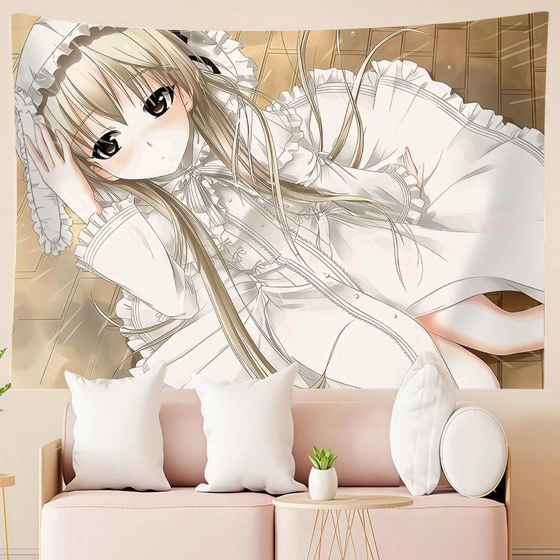 Japanese Anime Girl Cartoon Print Tapestry Wall Hanging For Bedroom Room Decor Aesthetic Background Cloth