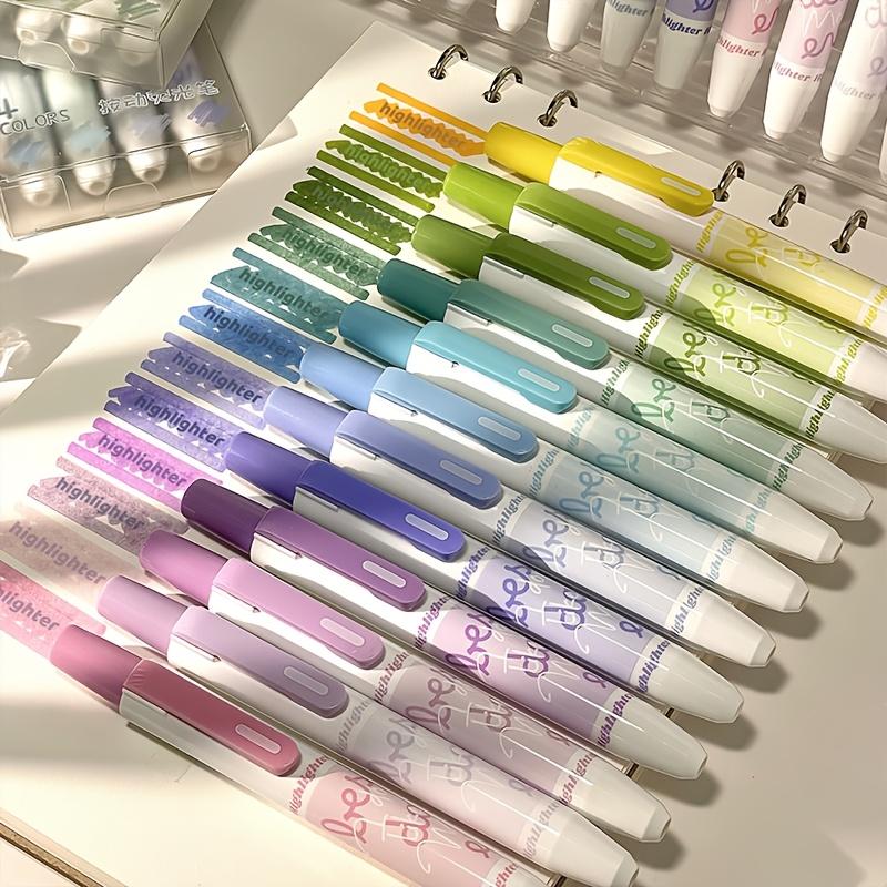 4er-Set Hochleistungs-Klick-Textmarker, 4 Farben, Farbverlauf Blau/Grün/Lila Marker, Leuchtmarker, Augenschonende Textmarker