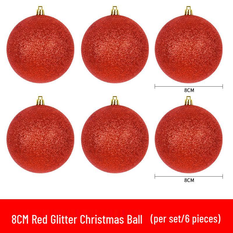 Red Shiny & Matte Glitter Christmas Ball Ornaments - Plastic Hanging Decorations (6-30cm) for Festival Scenes