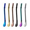 304 Stainless Steel Double Ring Straw Spoon Mate Tea Tool Spoon Titanium Plated Multi-color PVD with Filter Can Be Customized
