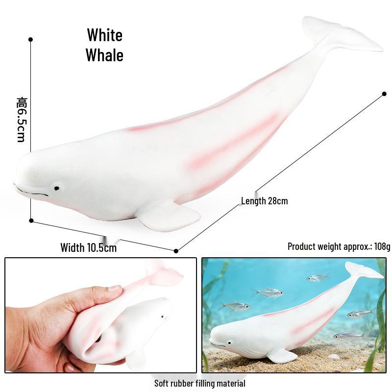 Children's Soft Rubber Marine Animal Toys: Killer Whale, Great White Shark, Beluga, Blue Whale, Dolphin, Sperm Whale Models