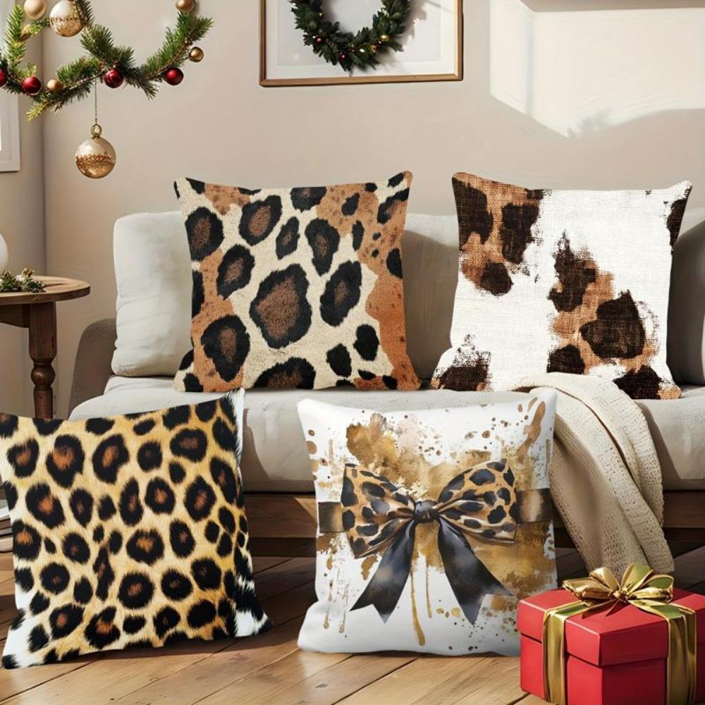 Leopard-Print Decorative Cushion Covers: Stylish and Wild Designs Sofa Cushion Cover Home Room Decoration 2D Flat Printing