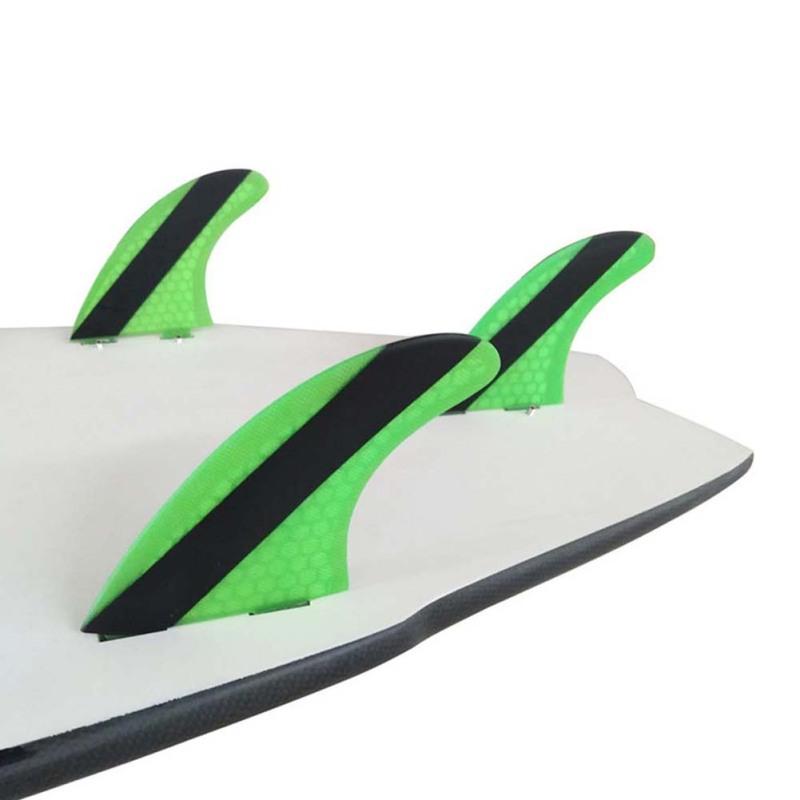 3 Pieces/set Surfboard Fin Set FCS Fin Green Fiberglass Surfboard Fin Fins In Surfing