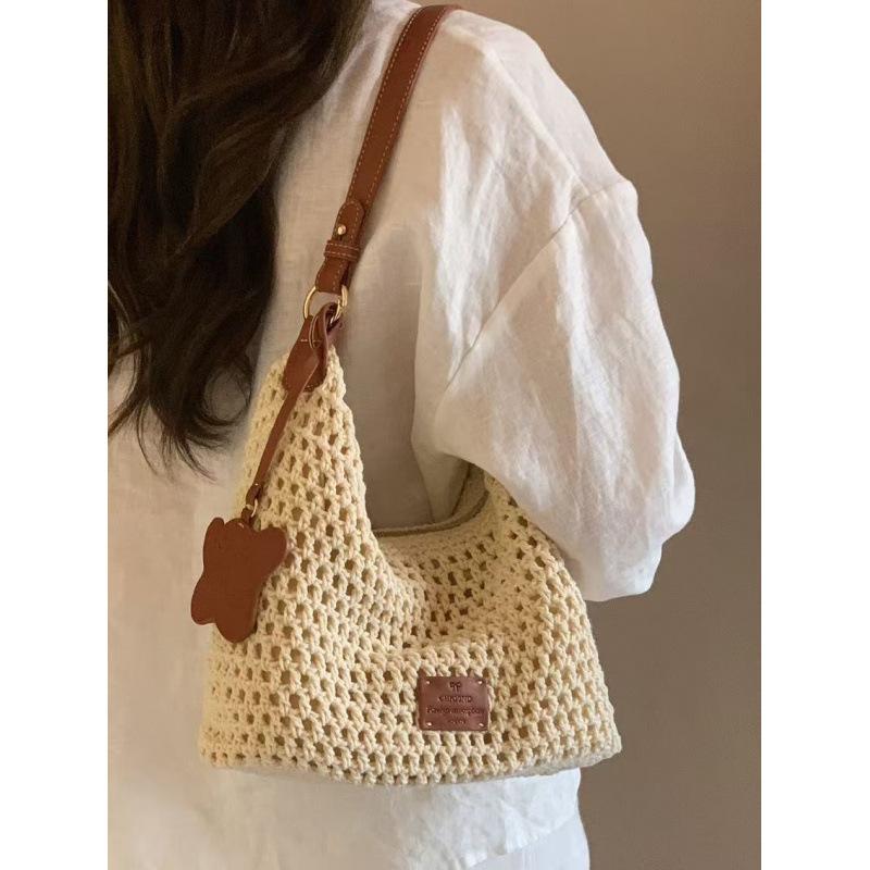 

Chlo2nd Casual Moment Tote Bag Women s Lazy Style Beach Woven One-shoulder Cross-body темно-коричневого