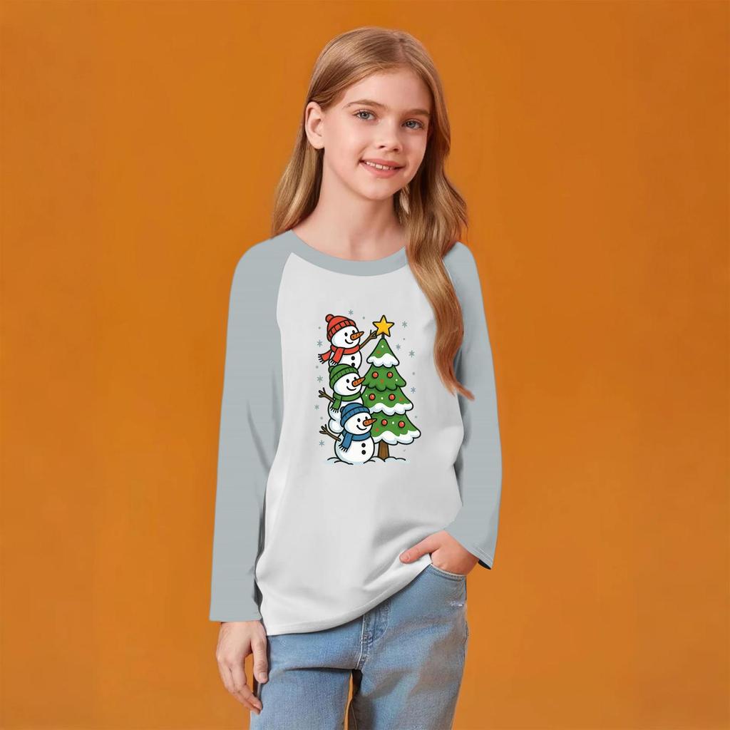 Modisches bequemes Kinder-Weihnachtspullover-Oberteil mit Rundhalsausschnitt und langen Ärmeln