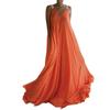 Bohemian Maxi Dress Orange V Neck 2025 Summer Large Size Suspender Style