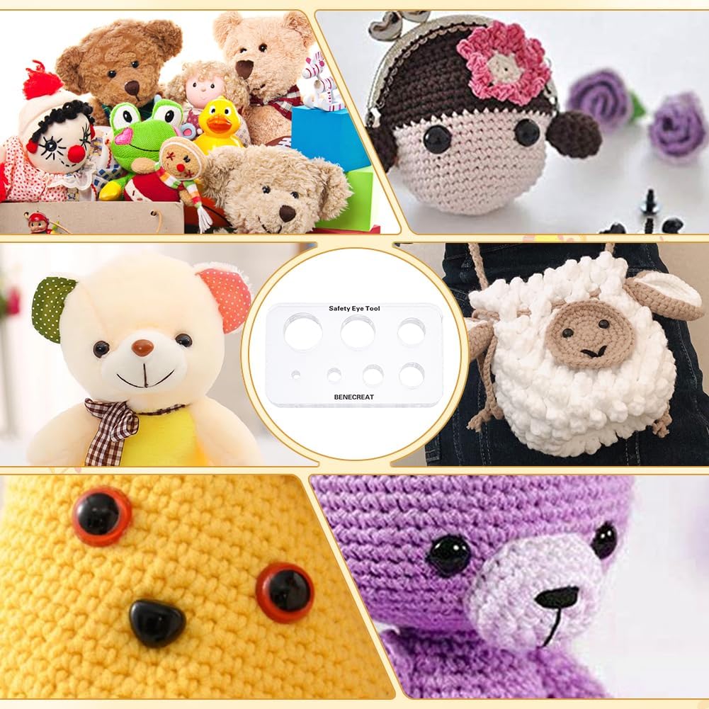 BENECREAT Acrylic Clear Safety Eye Insertion Tool, Washer Installation Aid, Crochet Tool for DIY Craft, Plush Bear Eye Installation, Doll Making