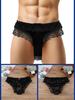 Mens Satin Panties Frilly Lace Trim Sissy Panties Sexy Open Elephant Nose Lingerie Crossdressers Underwear Maid Cosplay Briefs