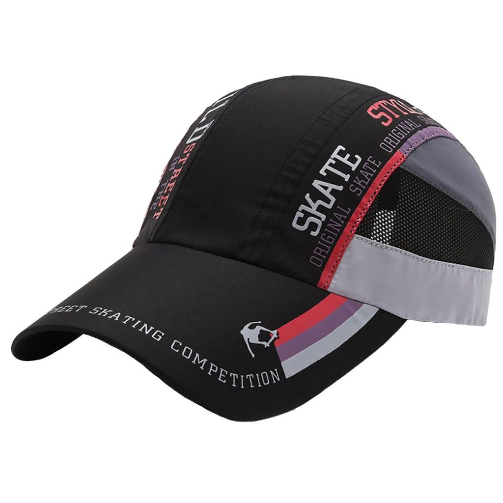 Sun CZA481 [White Fang] Hat, Cap, Quick-Drying, Sports, Outdoor, Protection, Stylish, Running, Men's, Women's, (Black)