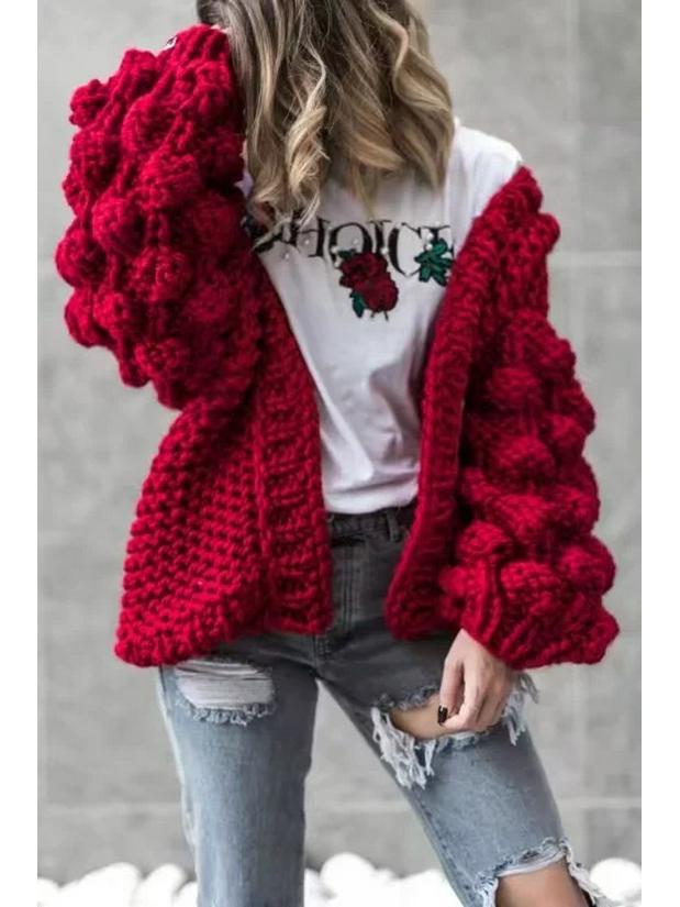 

Кардиган ручної в язки з рукавами-ліхтариками для жінок, осінь/зима 2024 Extended