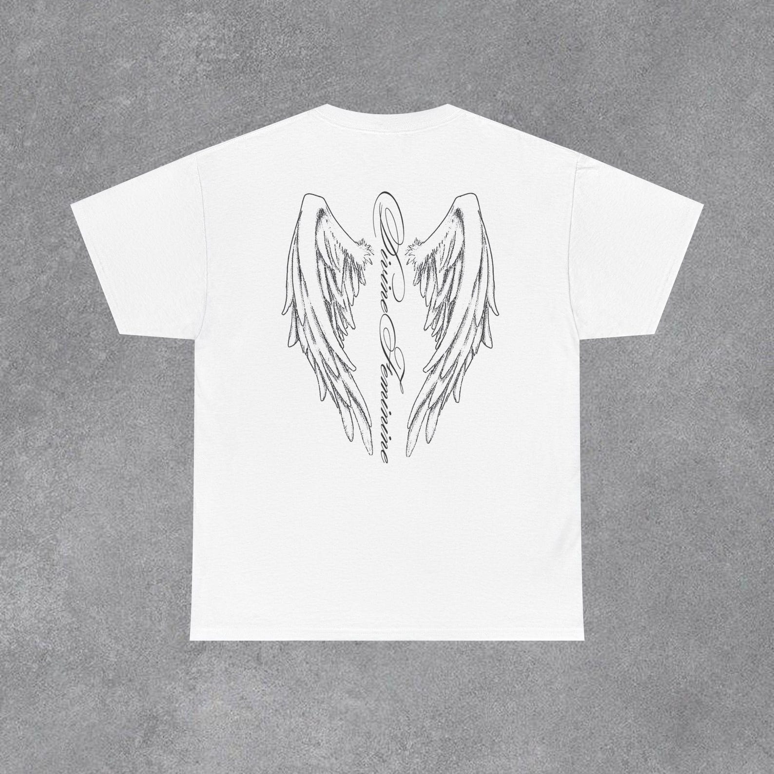Divine Feminine Angel Wings Tee | Cyber Sigilism Tattoo Outline Back Design XL