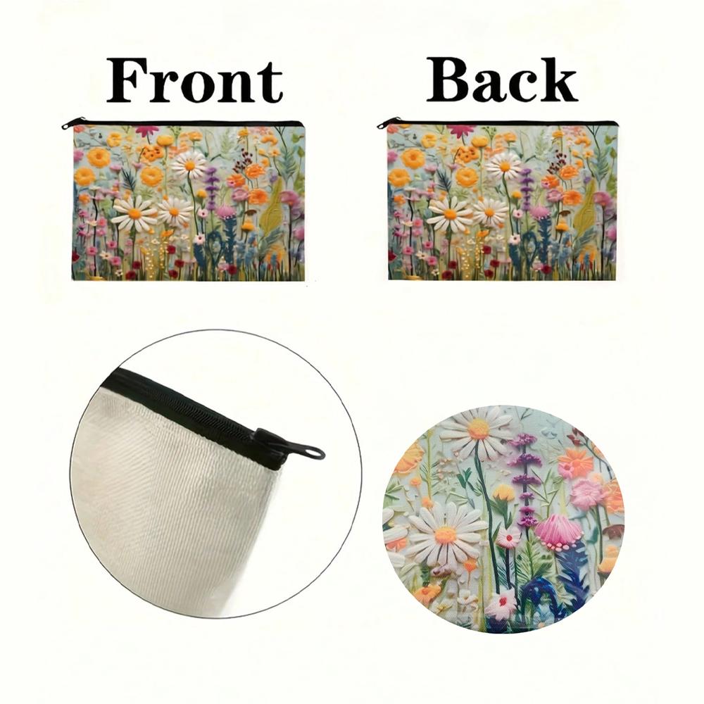 Make-up-Tasche mit großer Kapazität Tragbare Aufbewahrungstasche für Damen-Toilettenartikel Floral Doppelseitig bedrucktes Make-up-Etui Reise-Organizer Handtaschen-Aufbewahrungstasche