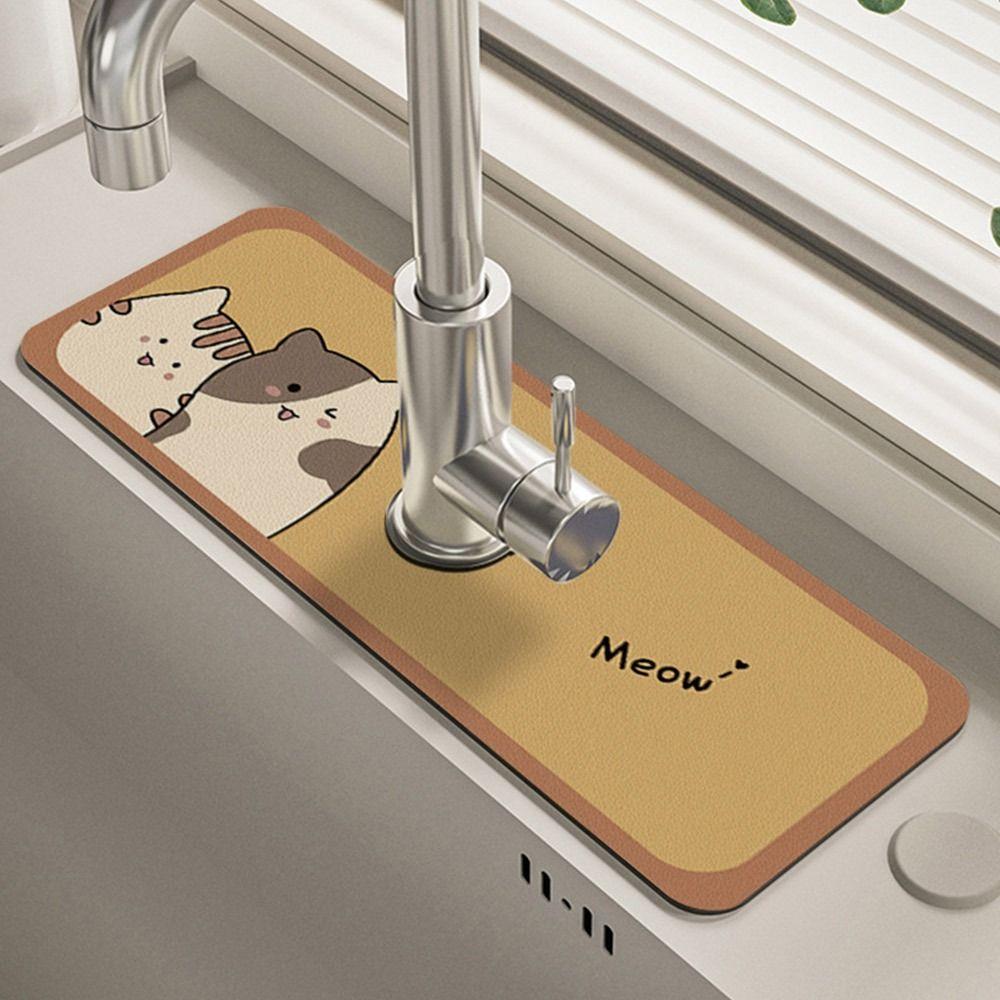 

Диатомитовый коврик для слива воды из-под крана, Защита от брызг, Милые животные, Противоскользящая впитывающая подкладка, Быстросохнущий, Многофункциональный коврик для сушки