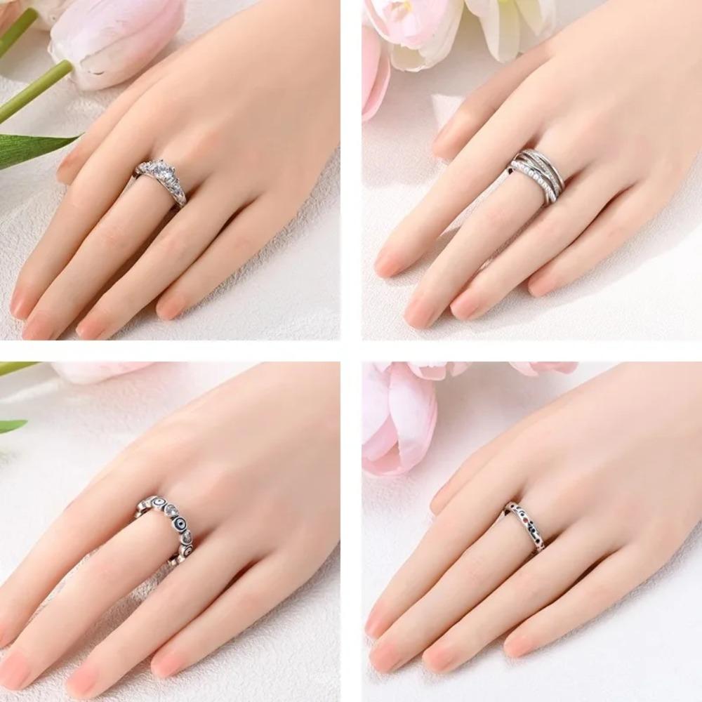 925 Silver Shine Zircon Ring Original Stone Multi Layer Wide Rings For Women Fine Jewelry Wedding Party Gift