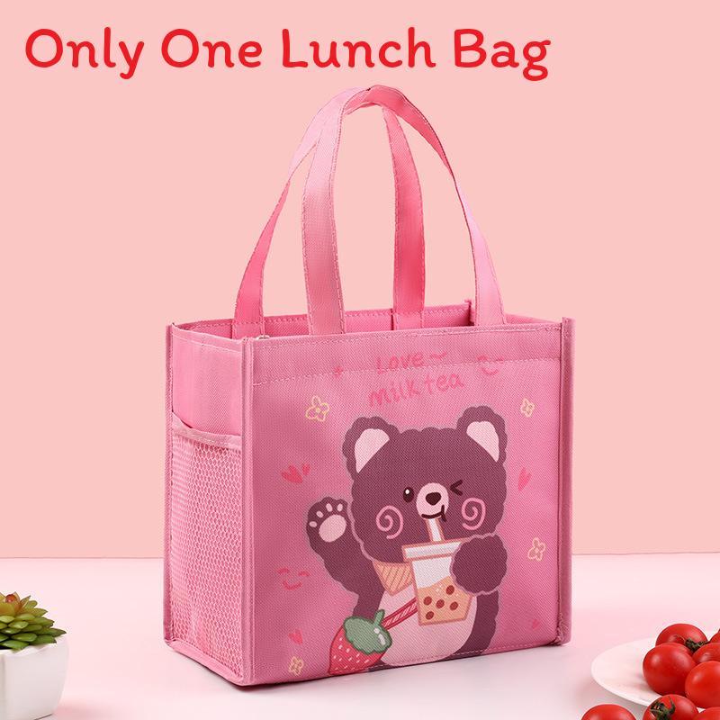 Cartoon Animal Insulated Lunch Bag With Material For Students And Office Workers