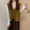 V-neck Knitted Vest Women's Sweater Autumn and Winter New Korean Loose Wild Sweater Vest Sleeveless Sweater