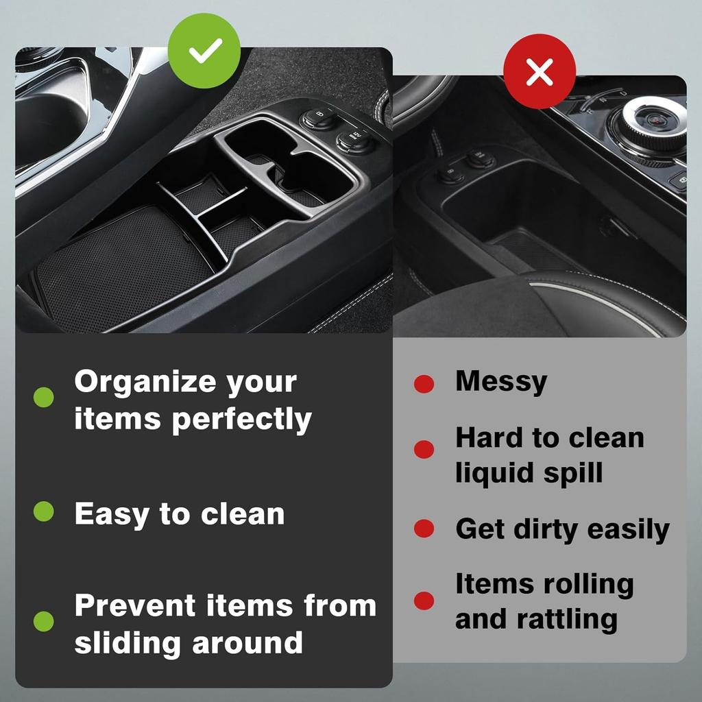 BestEvMod Lower Center Console Organizer Tray Compatible With Kia EV6 -2024 2025 Interior Accessories Storage Box ABS Material With PVC Trim