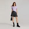 ELLE French Design Hollow Slim Simple Thin Plaid Pleated Casual Skirt Women skirts Gray ER47595