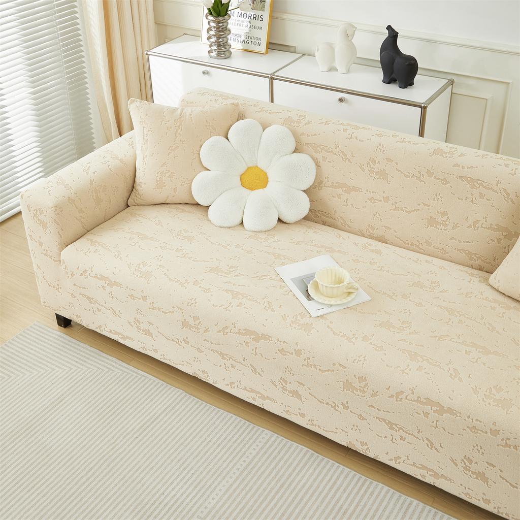 Water Repellent Thick Jacquard Solid Polar Fleece Sofa Cover for Living Room Elastic Universal 1/2/3/4 Seater Sofa Slipcover