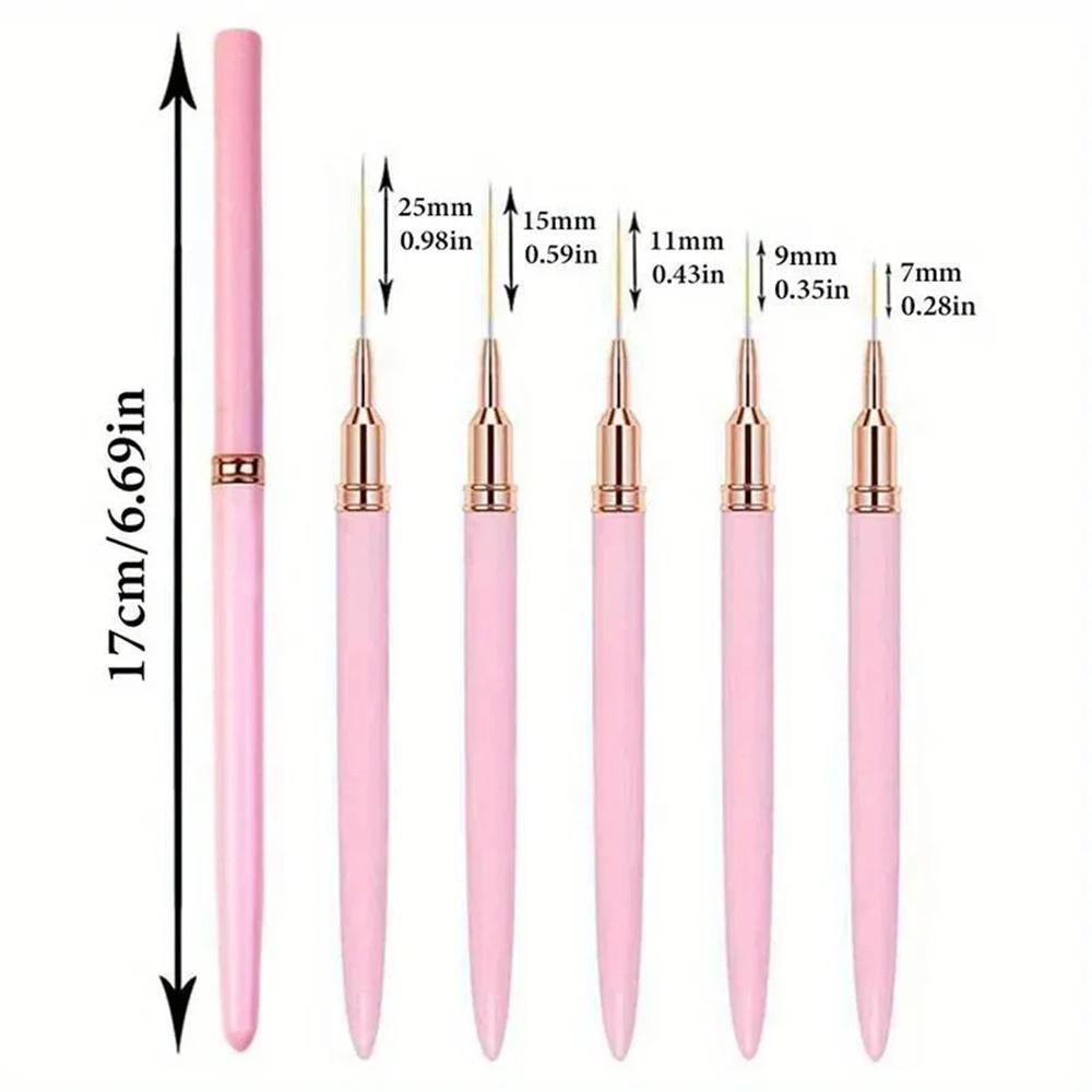 LINMANDA Nail Art Liner Brushes for Long Lines Liner Brush Gel Polish Painting Nail Design Brush Metal Handle Nail Drawing Pens