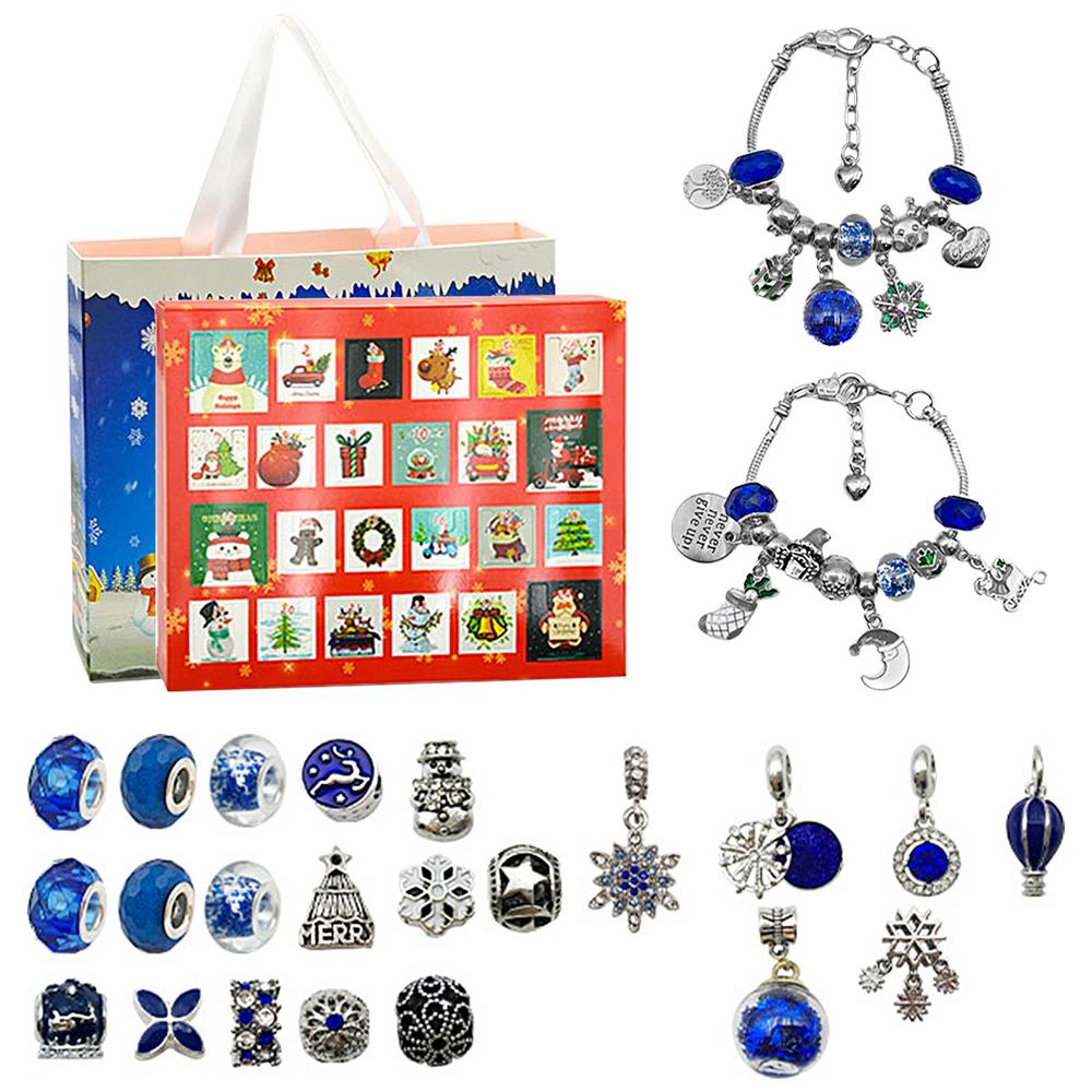 

Адвент-календарь 2025 Ювелирный Адвент Рождественский Браслет для 24-дневного Обратного Отсчета Усилитель Праздничной Атмосферы Набор для Изготовления Ювелирных Изделий XL