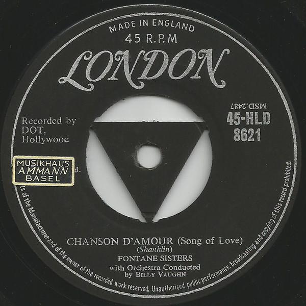 

7-дюймовая пластинка FONTANE SISTERS - Chanson D amour (Песня любви) 45HLD8621 LONDON RECORDS 1958 UK Поп Б/у