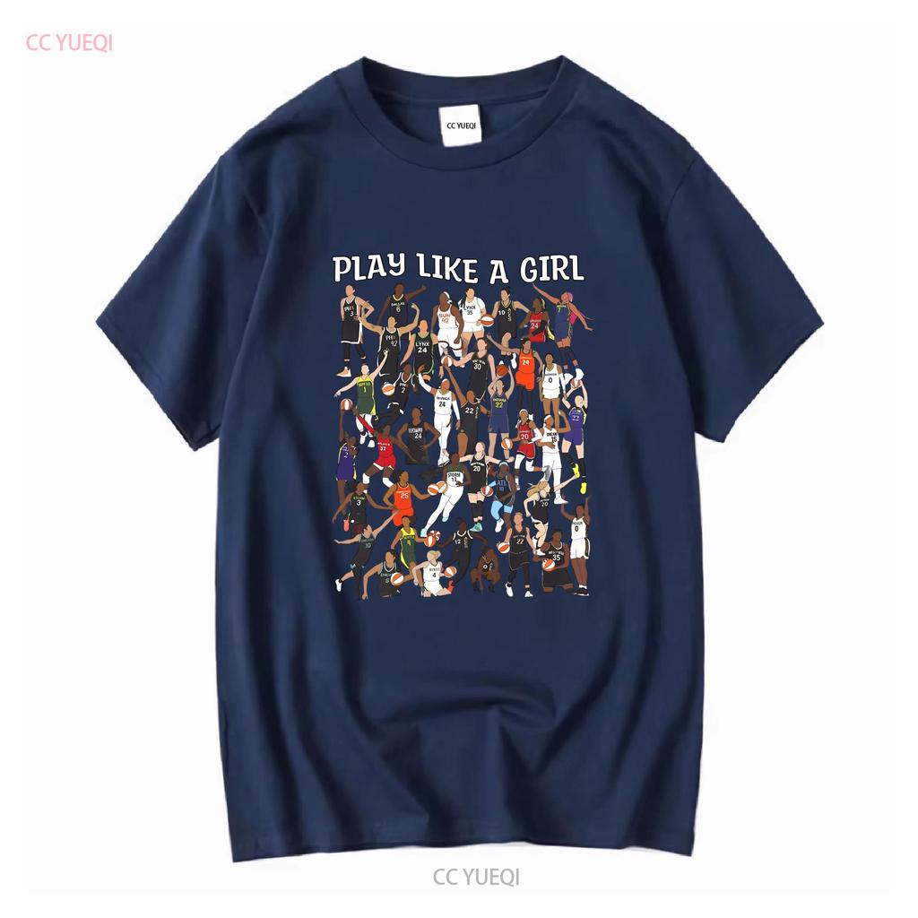 Spiele wie ein Mädchen WNBA Spieler Trikot T-Shirt lang- oder kurzärmlig Vintage gewaschen Weich Bequem Vielseitig homme Stilvoll