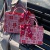 New wedding red fashion portable tote bag women's large-capacity niche design Baixi character canvas wedding bag