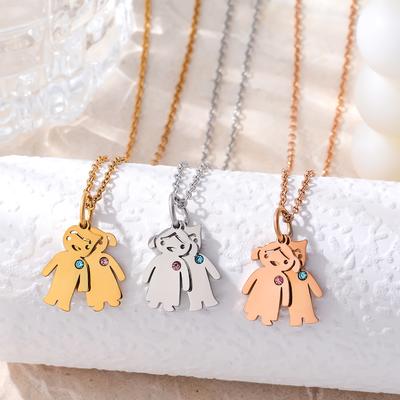 Lover Pendant Necklace Personalized Engraved Name Boy Girl Stainless Steel Mother Kids Couple Family Lover Jewelry Gift