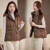 Hooded Down Cotton Vest Vest Vest On Both Sides, New Autumn and Winter Loose Coat Tide