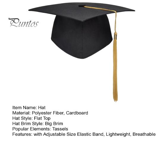 Graduation Cap with Tassel Bachelors Hat with Adjustable Size Elastic Band Graduation Dress Accessory Master Degree Graduation Ceremony Hat