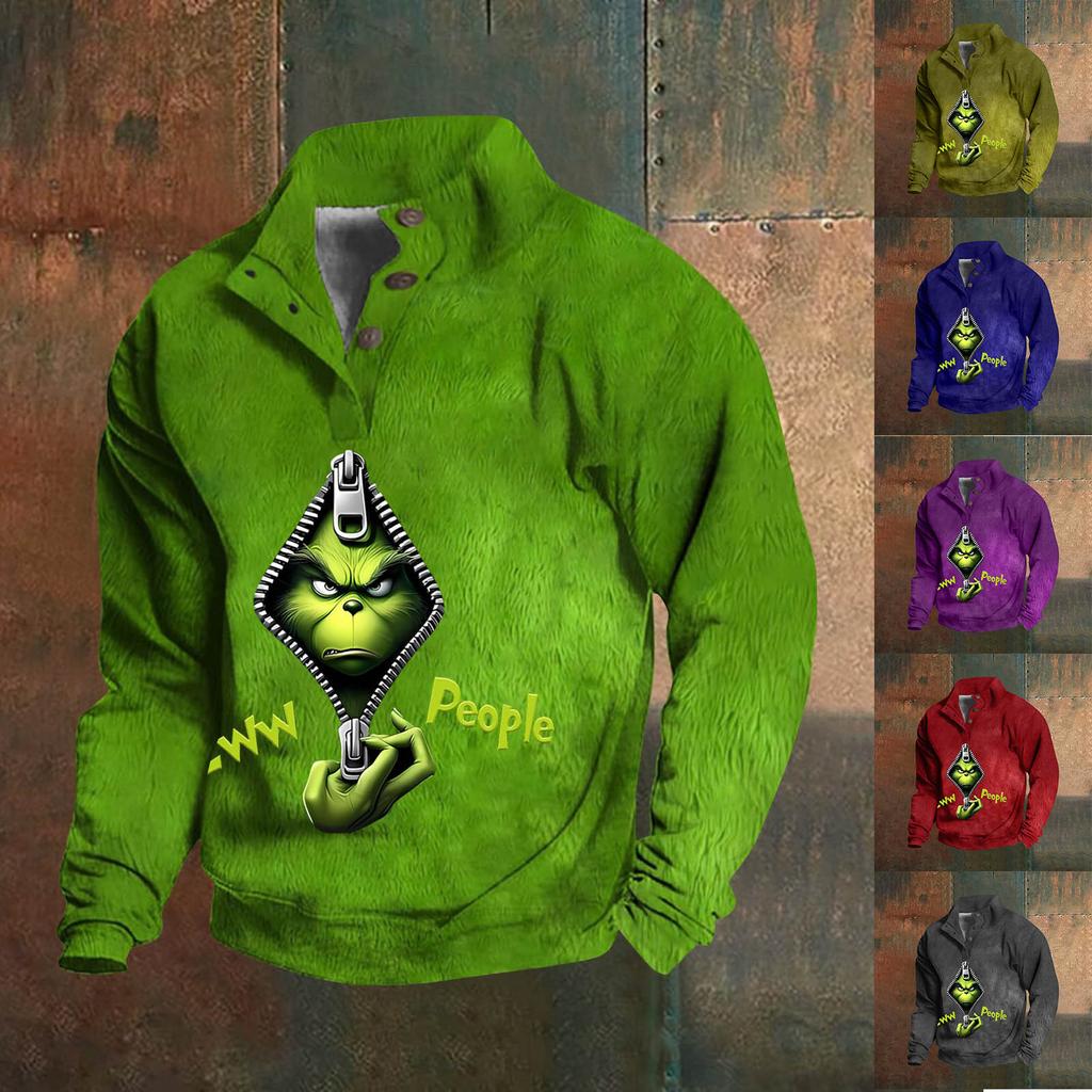 Men's T-shirts, Men's T- Shirts, Men's Furry Long Sleeve Shirts Christmas Men's Long Sleeve Shirts Men's Long Sleeve Shirts Green