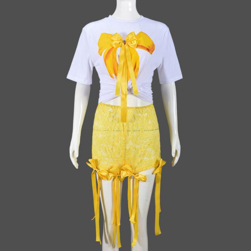 

20253D Свободный комплект с 3D-принтом бабочки Yellow Suit L