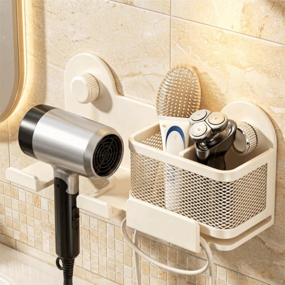 Wall Mounted Suction Cup Hair Dryer Holder Large Capacity Hair Straightener Holder Hotel