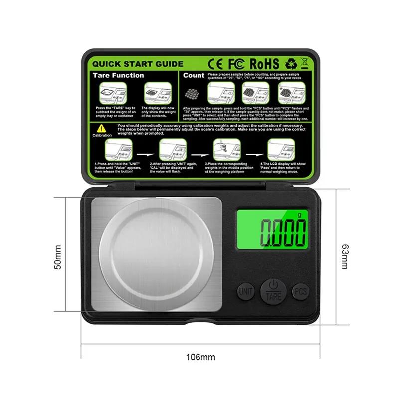 Mini Digital Scale Jewelry Milligram Scales Portable Kitchen Baking Scale 100g 0.001g High Accuracy Milligram Scall Transition