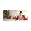Decorate the Garage Door with Christmas Yard Banners and Hang the Party Decoration Backdrop.