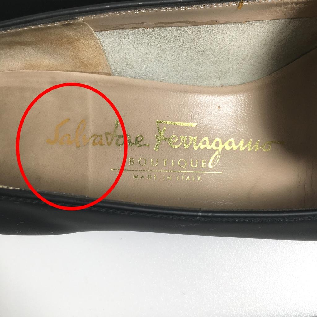 Salvatore Ferragamo Low Heel Square Toe Pumps 5C Calfskin Black Women Used