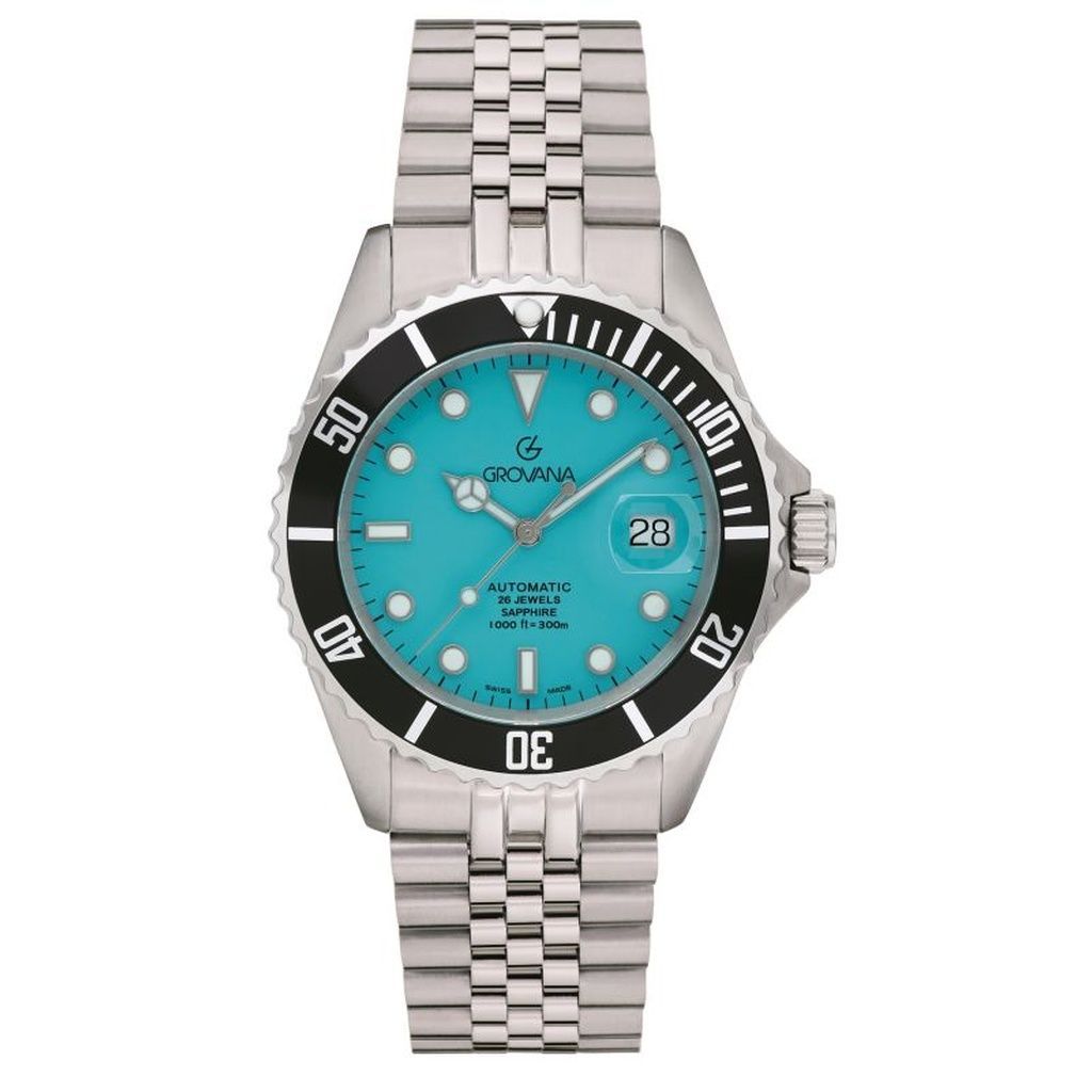 Grovana Key West Celebration Stainless Steel Ice Blue Dial Automatic Diver's 1571.2155 300M Men's Watch