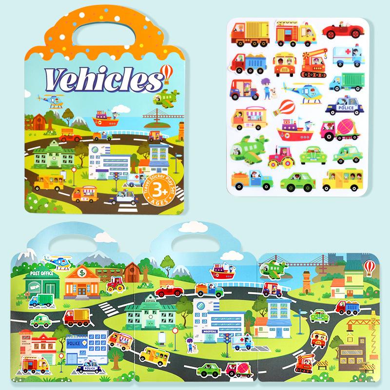 1 Book Jelly Sticker Book Quiet Book DIY Fun for Children's Scene Stickers Repeatedly Paste Puzzle Sticker Book