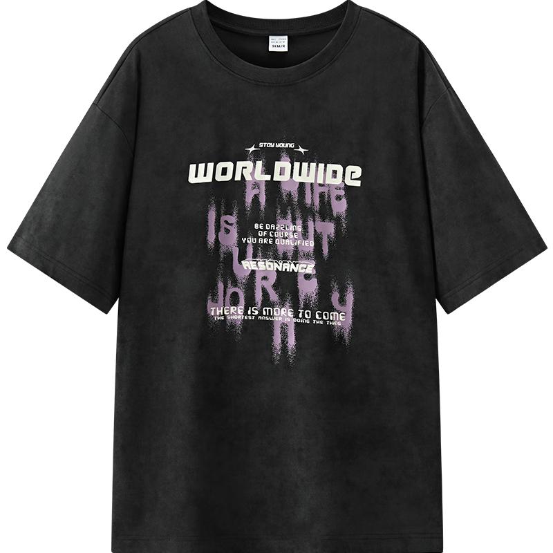 Semir Men s Color-block Tie-dye Letter Knit T-Shirt S