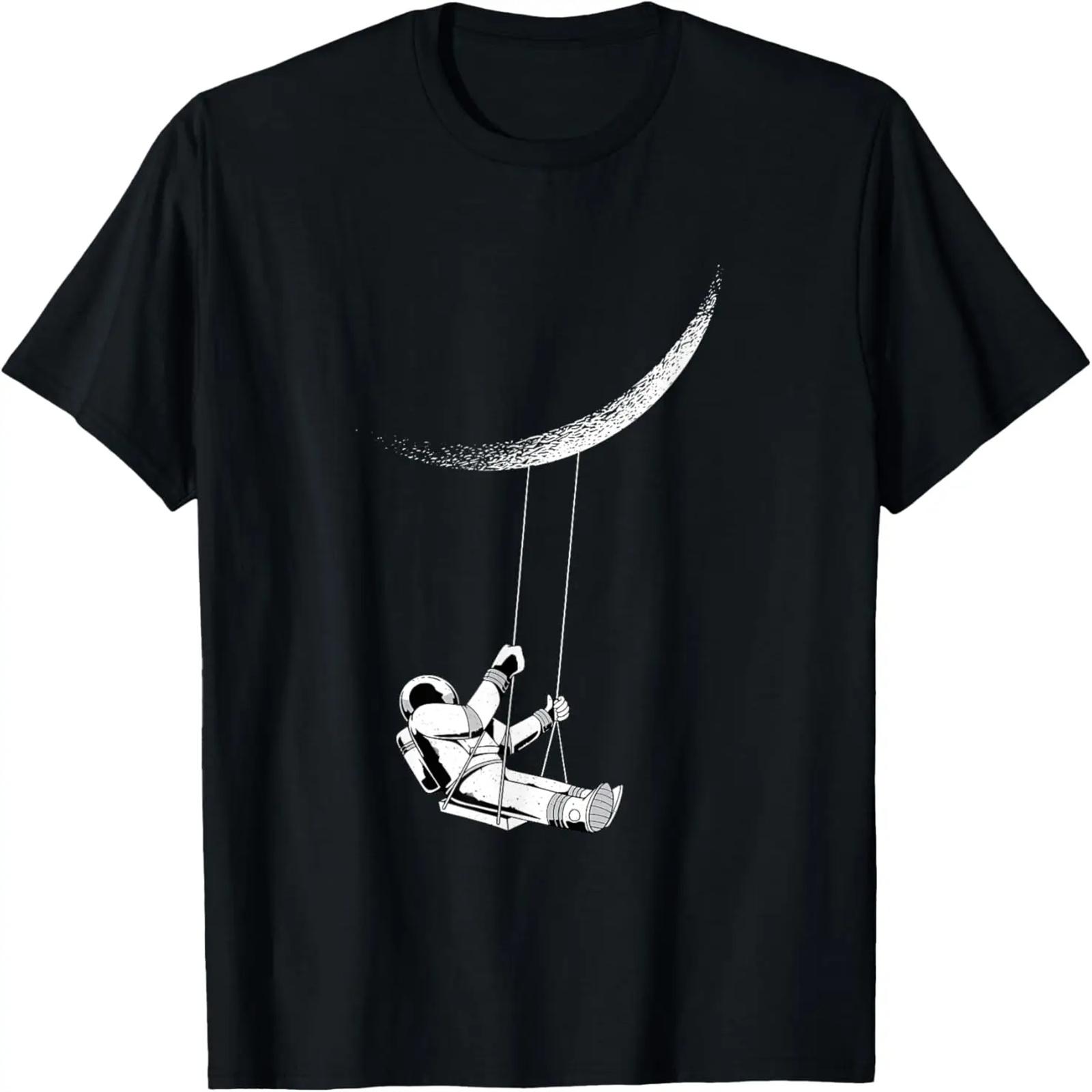 Astronaut swinging on a swing hanging from the moon T-Shirt XXXXXL разноцветный