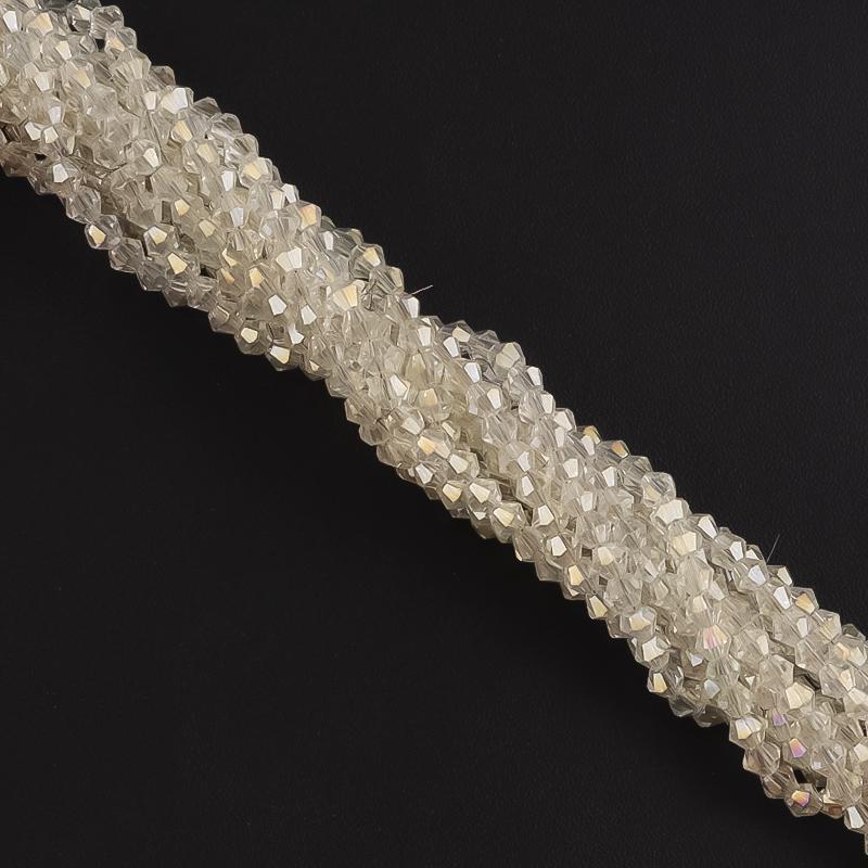 Apx 95pcs/Strand 4mm Shiny Crystal Beads Bicone Beads Faceted Glass Beads Loose Spacer Beads for Bracelet DIY Jewelry Making