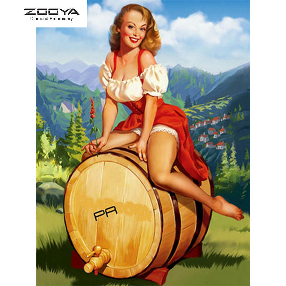 

ЗООЯ DIY 3D Алмазная картина Красота Женщина Вышивка Крестом Ремесло Стежок Домашний Декор