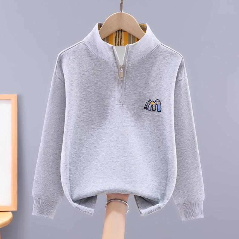 Sweatshirt mit Stehkragen für Jungen - Langärmeliges Freizeit-Oberteil für Grund- und Mittelschüler, Frühjahrs-/Herbstbekleidung